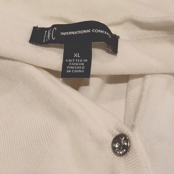 Women’s Inc. White cardigan with rhinestone buttons - Picture 7 of 8